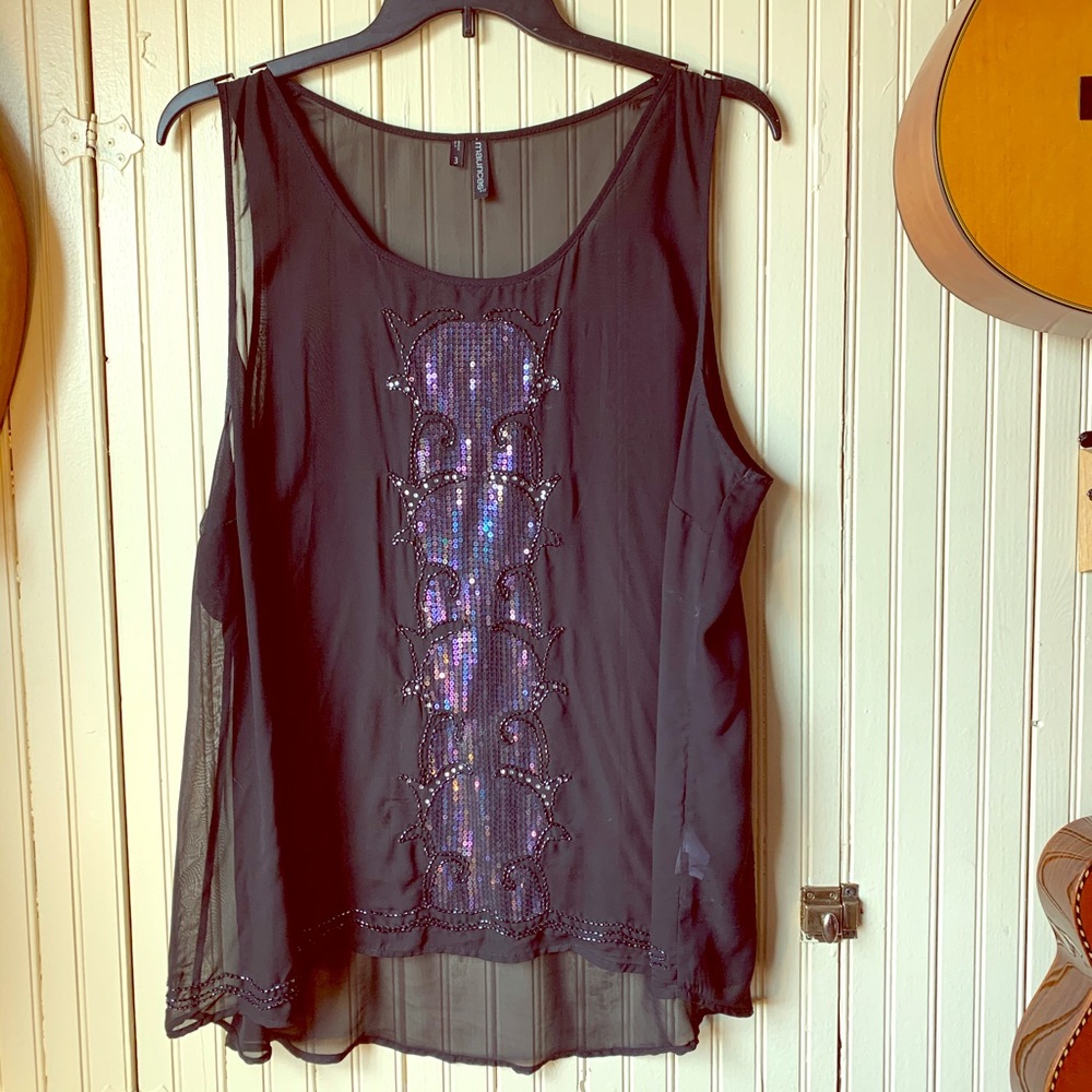 Plus Size Maurices Black Sequin Tank Blouse